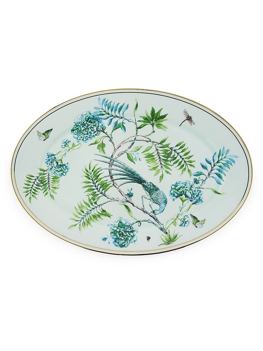 Secret Garden Oval Platter - Kelly Green