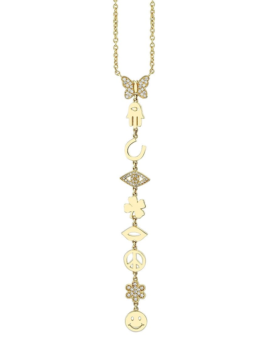 Women's Icon 14K Yellow Gold & 0.227 TCW Diamond Lariat Necklace - Yellow Gold