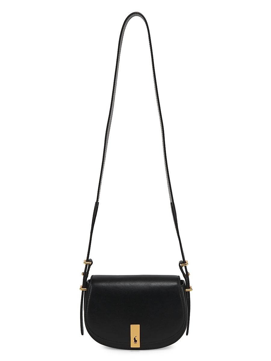 Women's Mini ID Leather Saddle Bag - Black