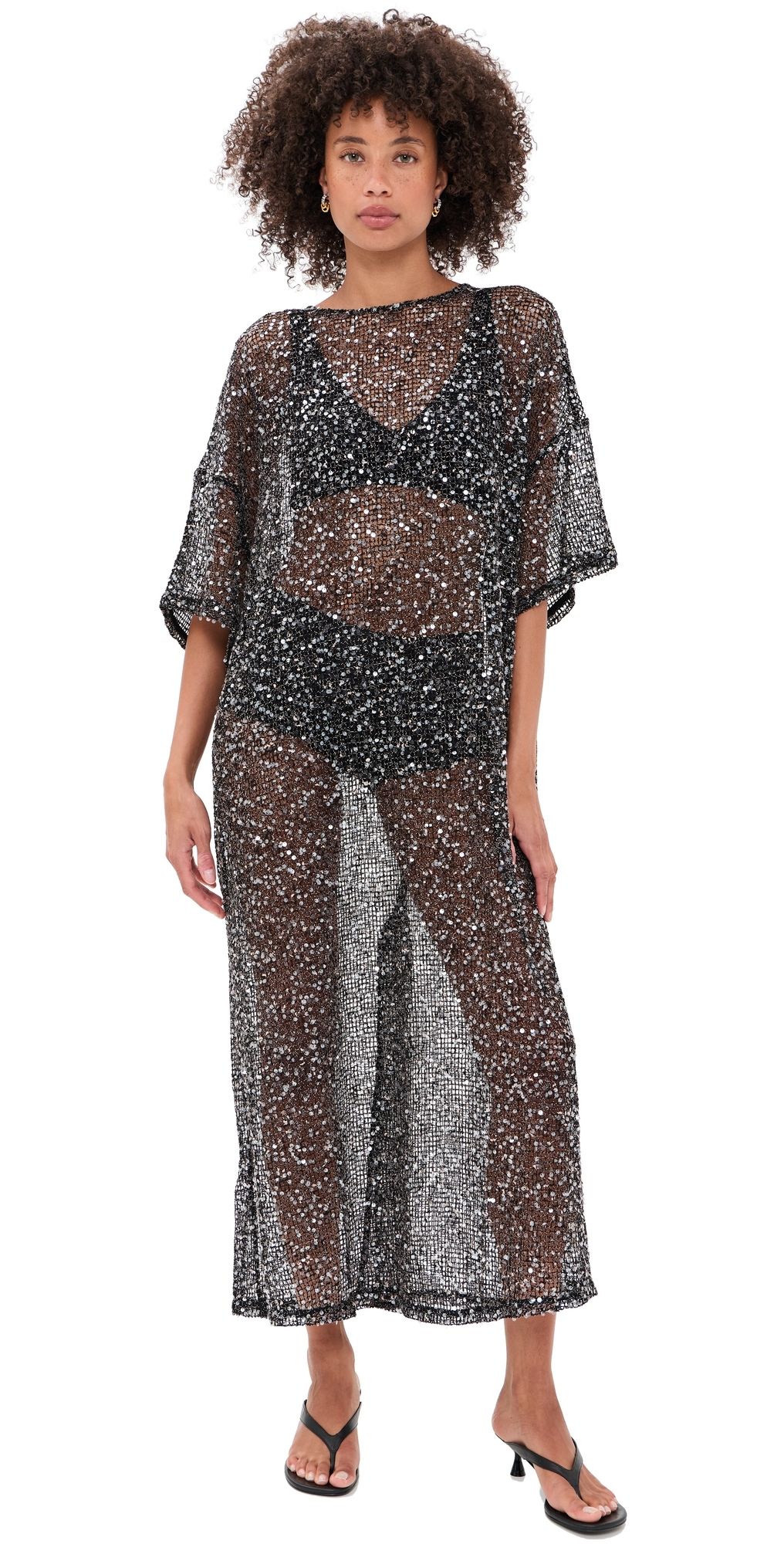 VRG GRL Ivette Sequin Midi Dress Black M