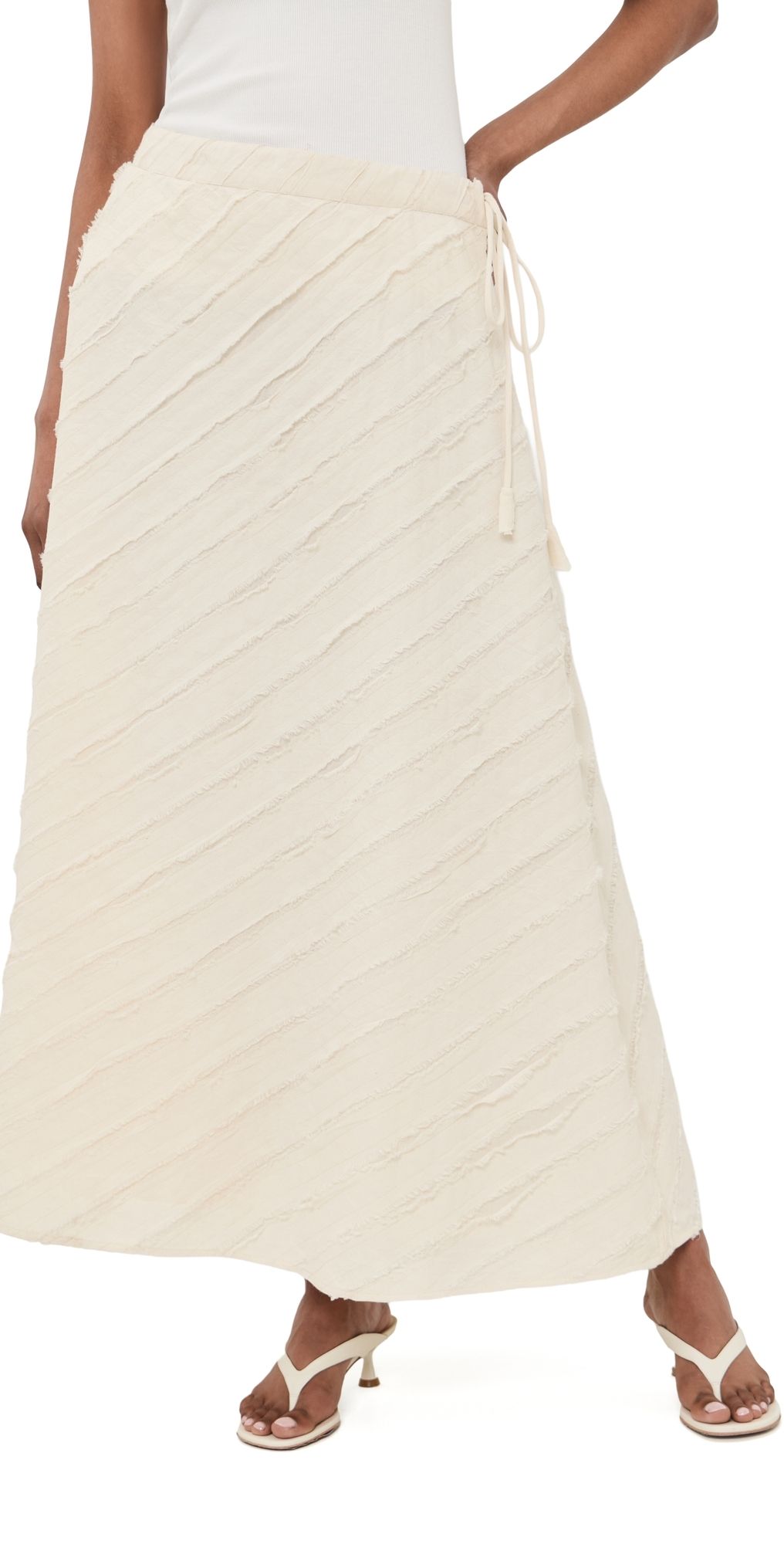 Chan Luu Cotton Strip Circle Skirt Natural 1