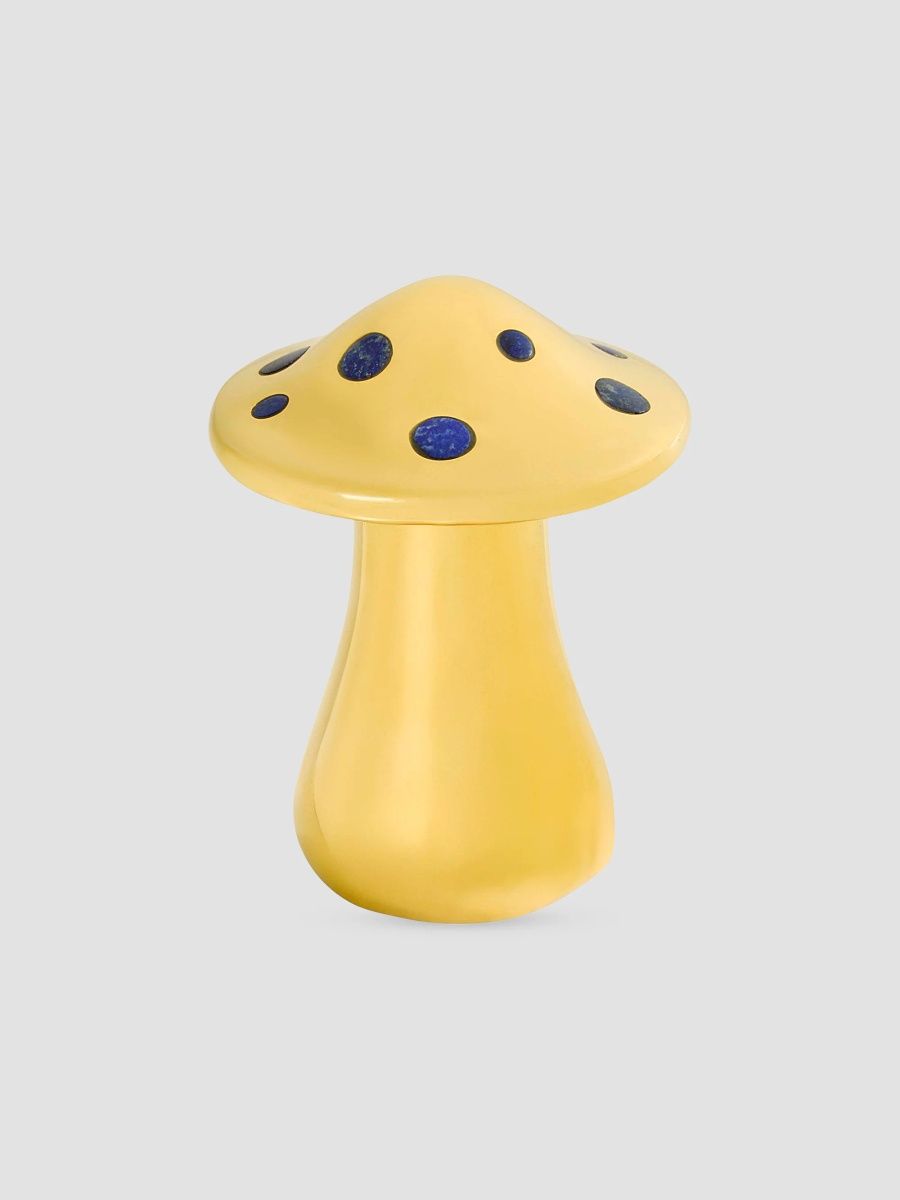 Jonathan Adler Brass & Lapis Mushroom Box - Polished Brass