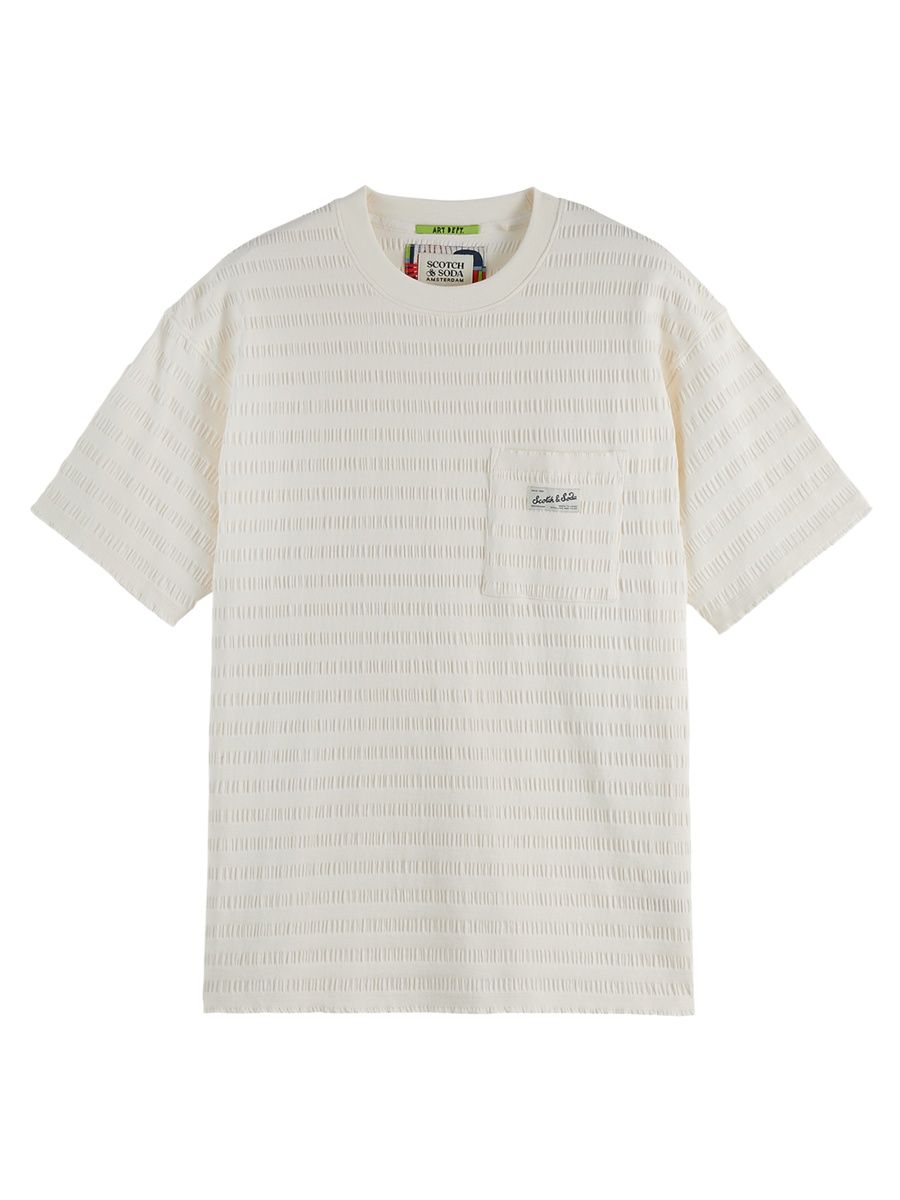 Scotch & Soda Men's Striped Stretch-Cotton T-Shirt - Eggshell - Size Large