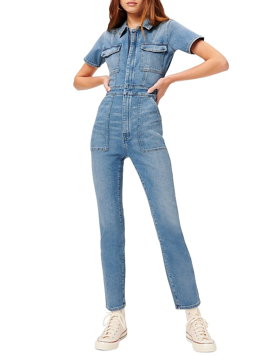 Women's Fit For Success Slim-Fit Denim Jumpsuit - Blue - Size XXXXL