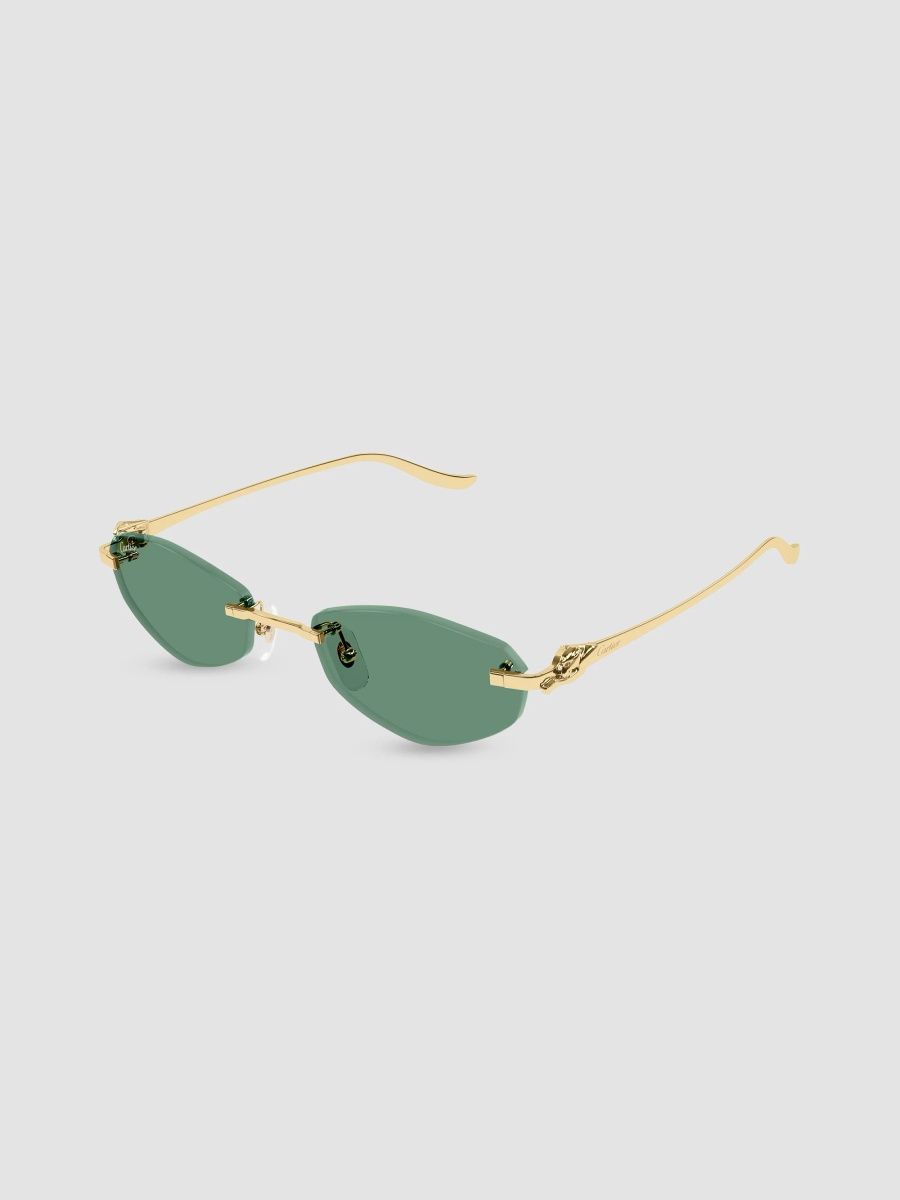 Cartier Women's Panthère De Cartier 55MM Panthère Classic 24 Carat Gold-Plated Metal Rimless Geometrical Sunglasses - Gold