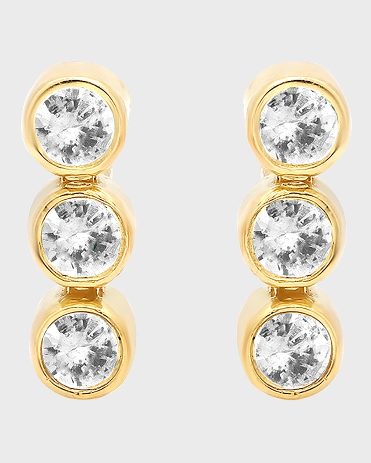 18k Gold Three Bezel-Set Drop Earrings