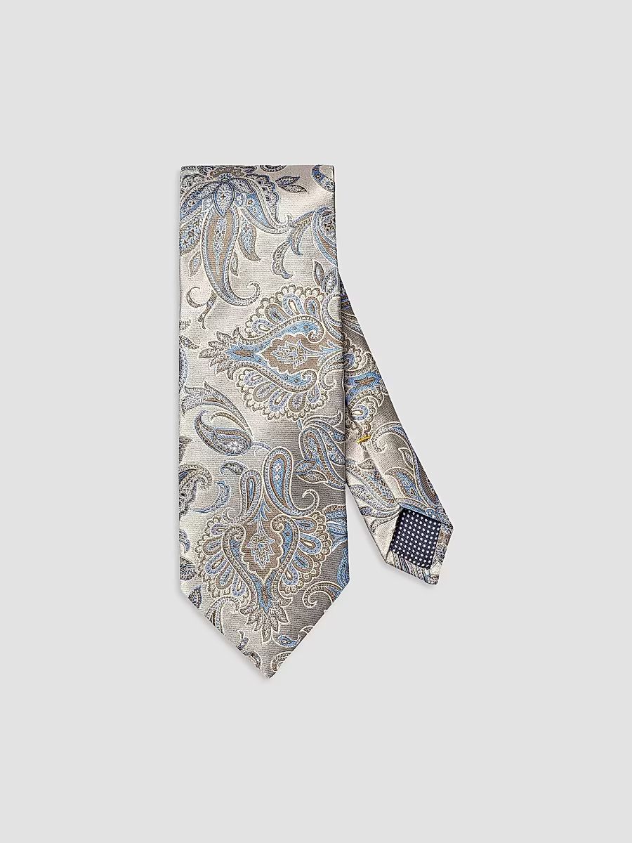 Men's Paisley Silk Tie - Light Grey