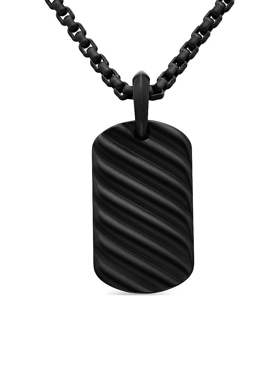 Men's Sculpted Cable Tag in Black Titanium, 27MM - Black