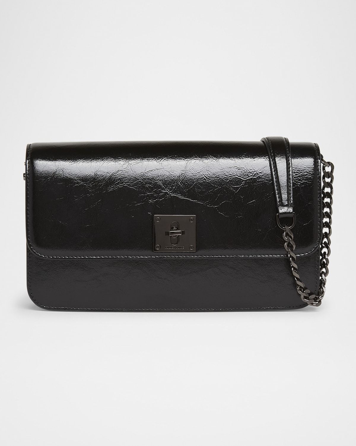 Gioia Shiny Wavy Leather Shoulder Bag