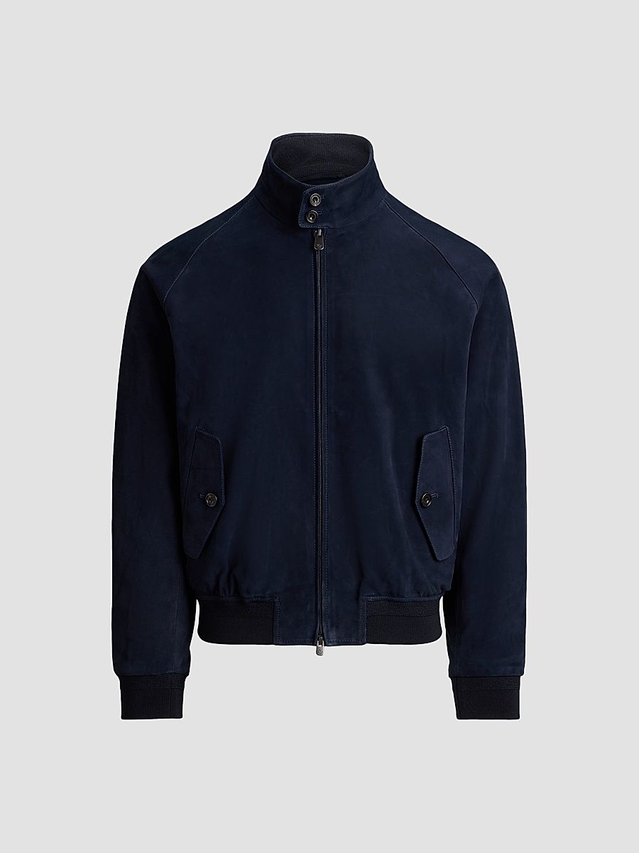 Men's Suede Bomber Jacket - Racing Navy - Size XXL