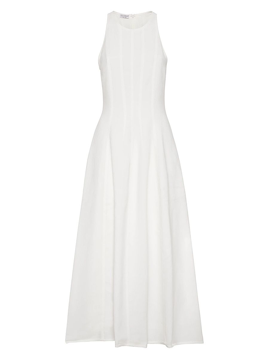 Women's Viscose and Linen Fluid Twill Dress - White - Size XS