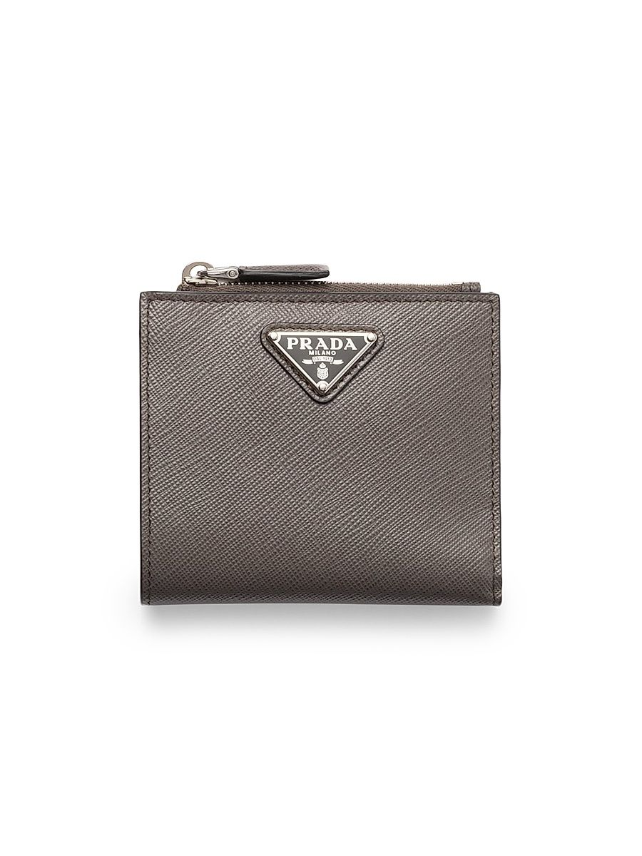 Men's Small Saffiano Leather Wallet - Grey