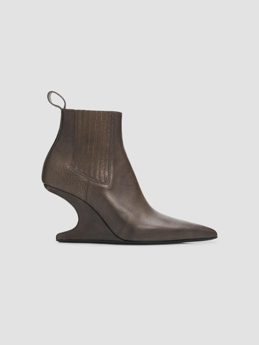Rick Owens Women's Cantilever 80MM Wedge Ankle Booties - Washed Black - Size 7.5