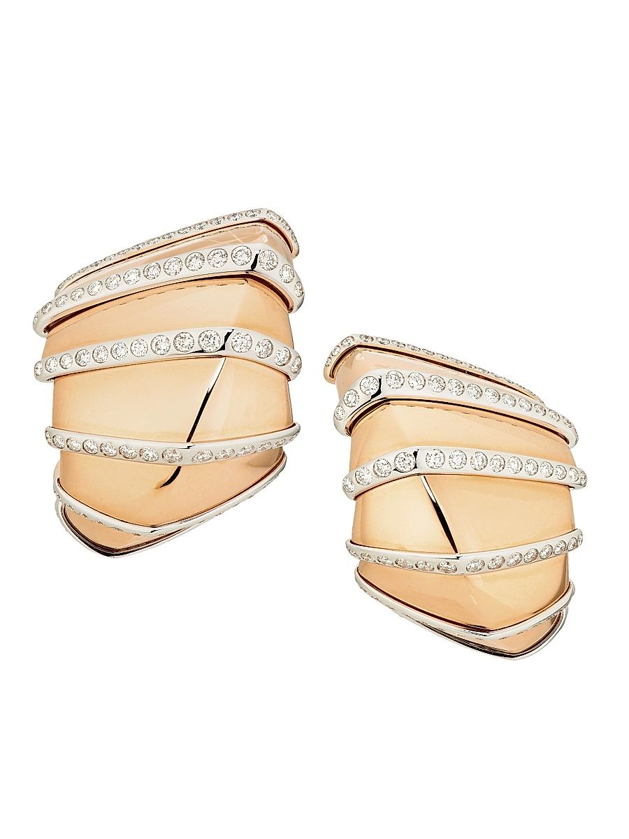 Women's Ardis Two-Tone 18K Gold & 1.45 TCW Diamond Clip-On Earrings - White Gold
