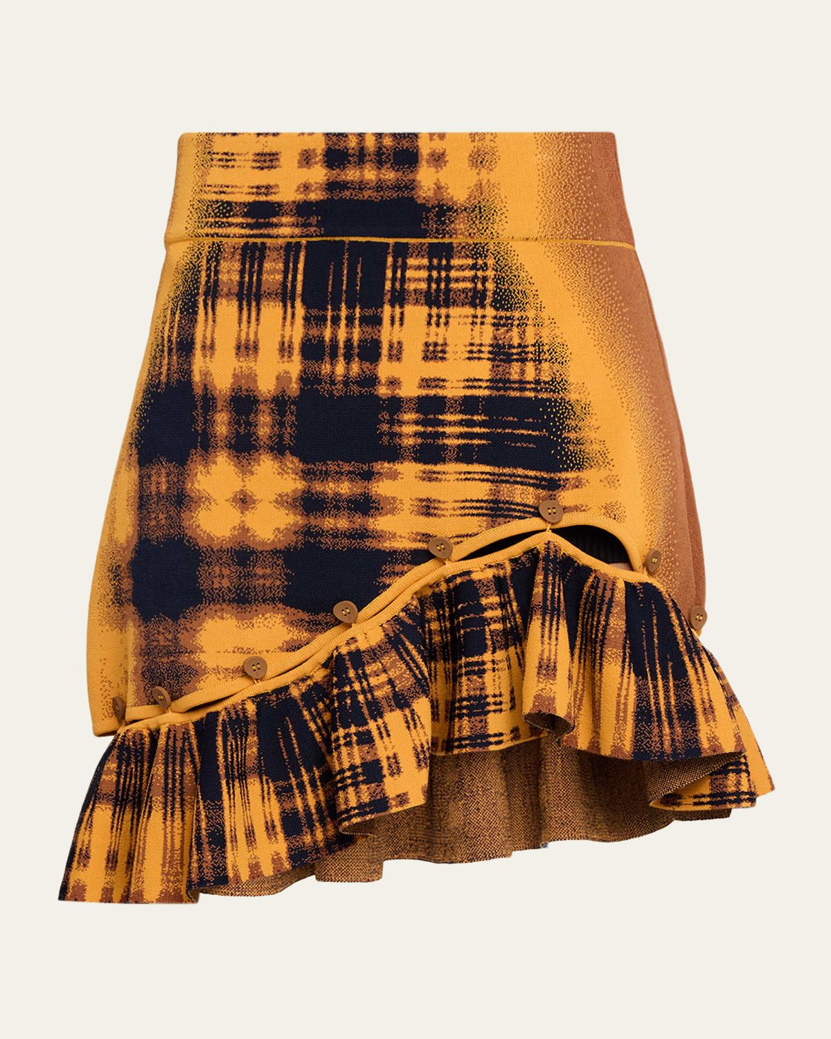 Garlen Wavy Asymmetric Mini Skirt