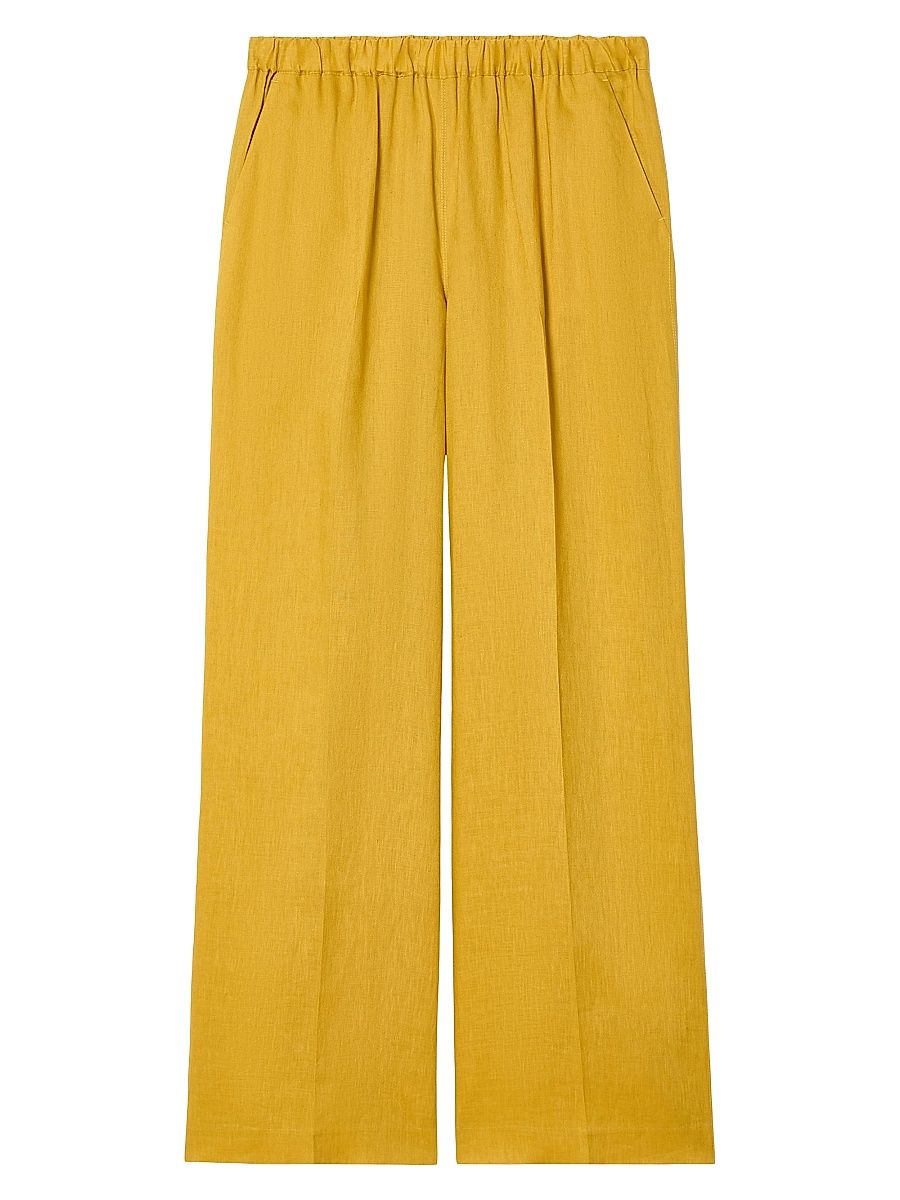 Women's Linen Canvas Trousers - Cocoa - Size 16