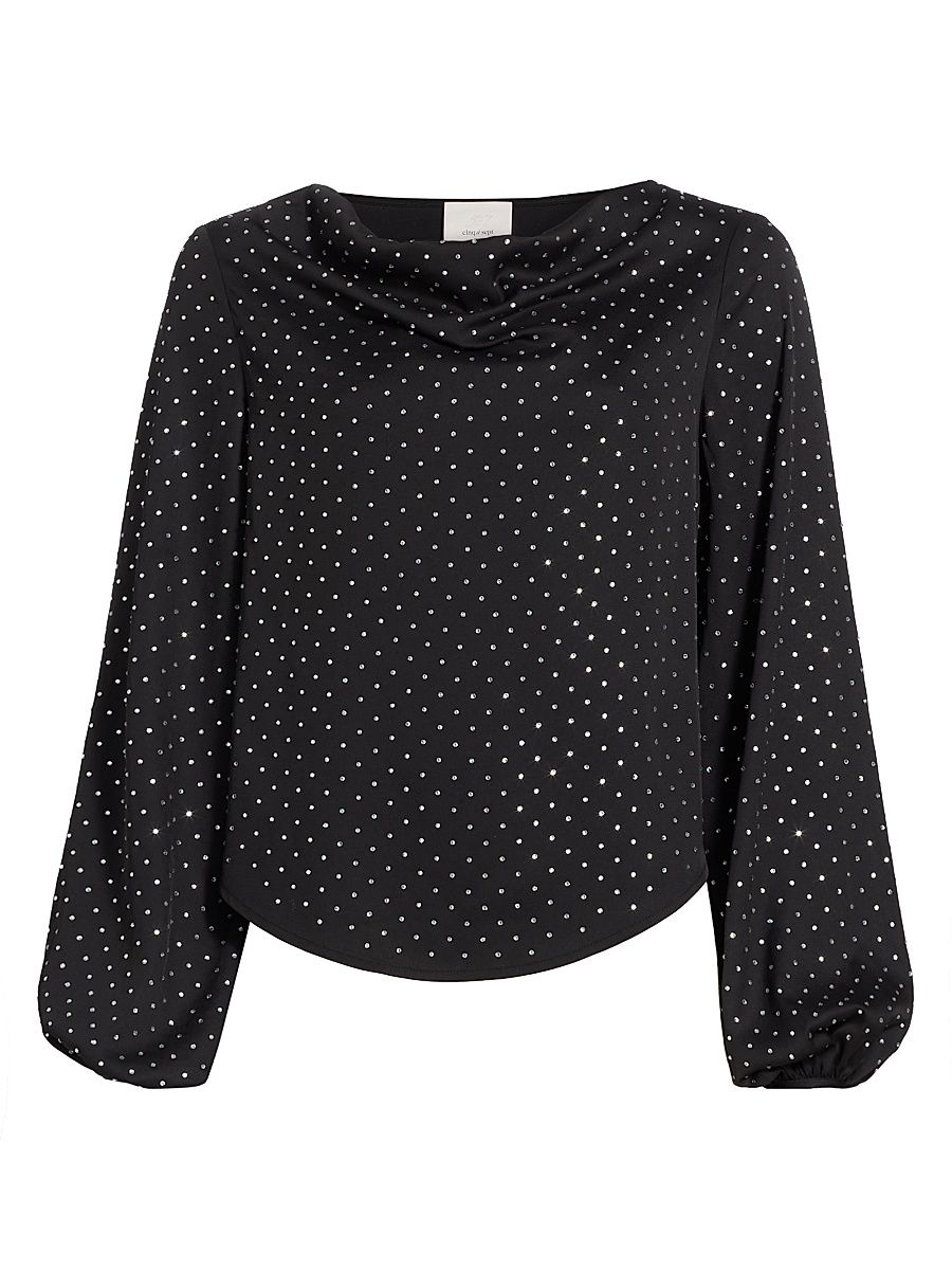 Women's Irene Embellished Satin Top - Black - Size Medium