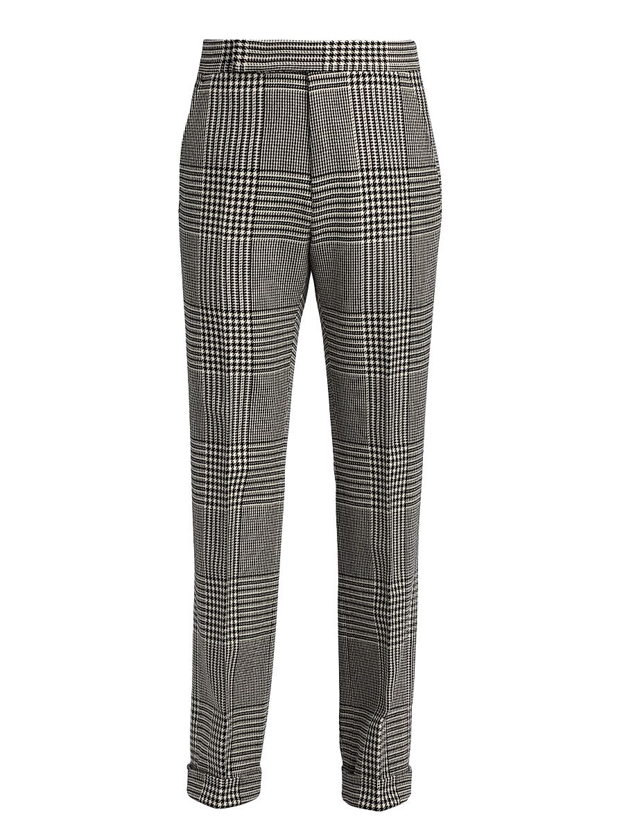 Men's Master Prince of Wales Wool Trousers - Black White - Size 38