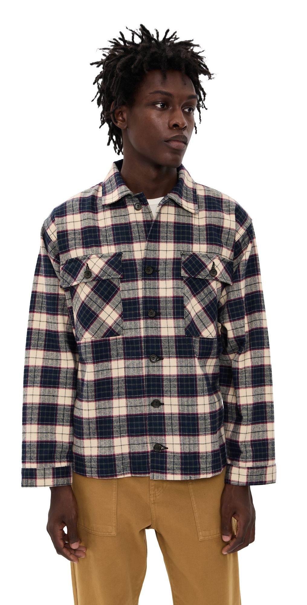 ASHER Matias Military Shirt NAVY / CREAM L