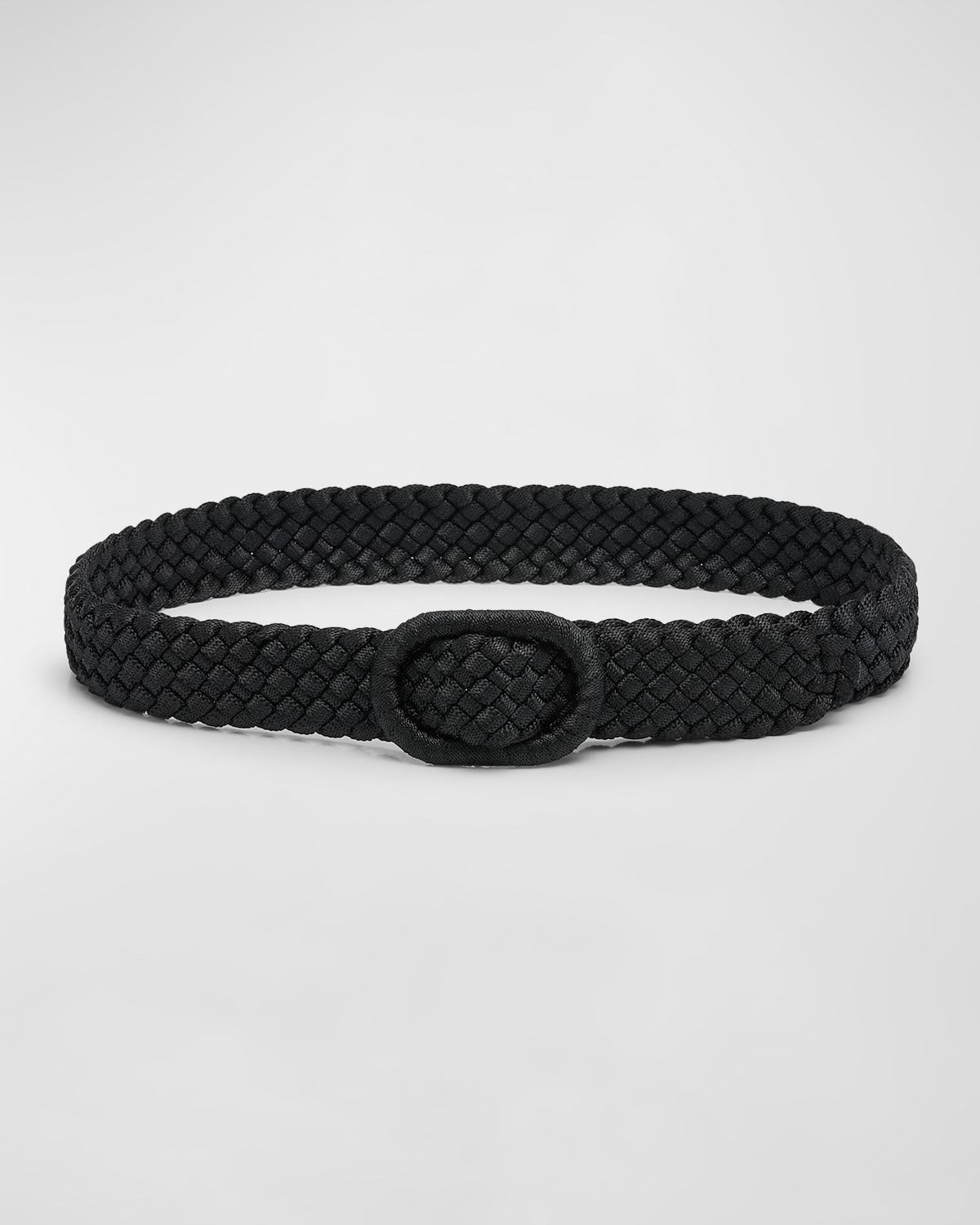 Narrow Braided Nylon & Leather Belt