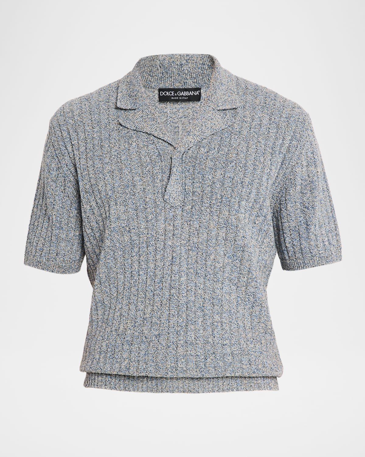 Men & apos;s Cotton and Linen Rib-Knit Short-Sleeve Sweater