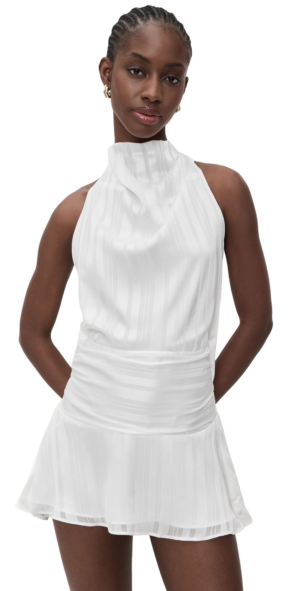 Show Me Your Mumu Brynn Mini Dress White Shadow Stripe L