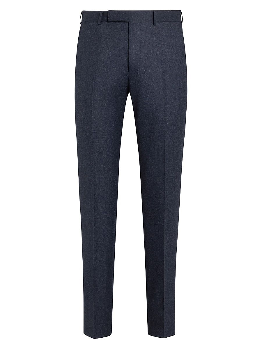 ZEGNA Men's Wool Trousers - Dark Blue - Size 42