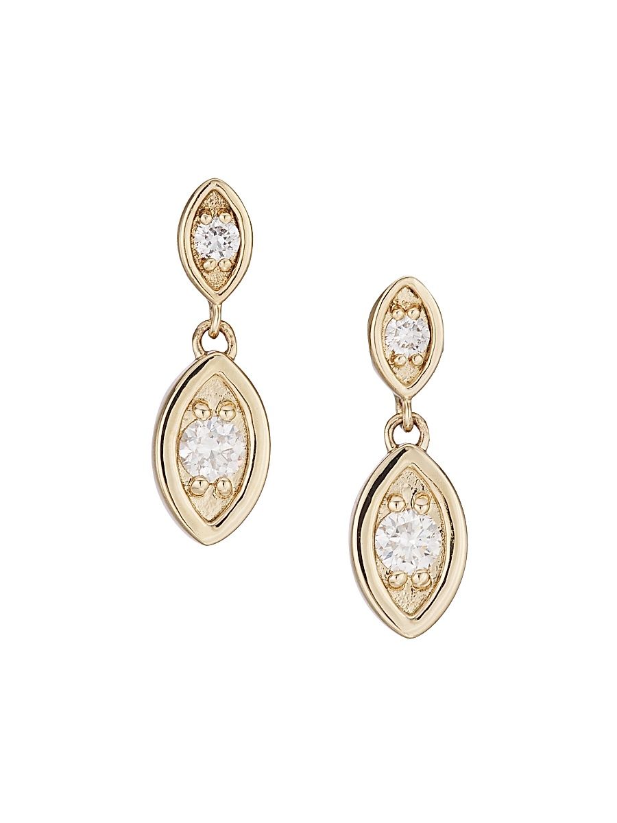 Women's 14K Yellow Gold & Diamond Evil-Eye Drop Earrings