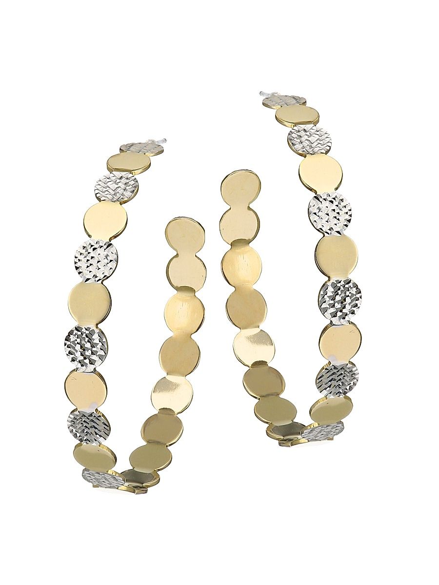 Women's Bianca Two-Tone Medium Hoop Earrings - Yellow Vermiel