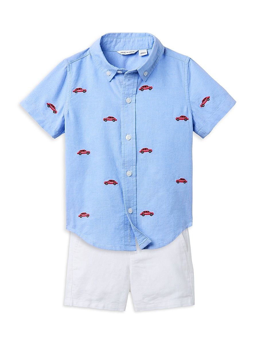 Little Boy's & Boy's Embroidered Oxford Shirt & Shorts Set - Size 8
