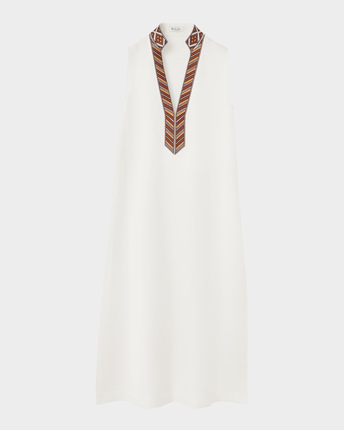 Abril Suitcase Stripe Embroidered Sleeveless Midi Dress