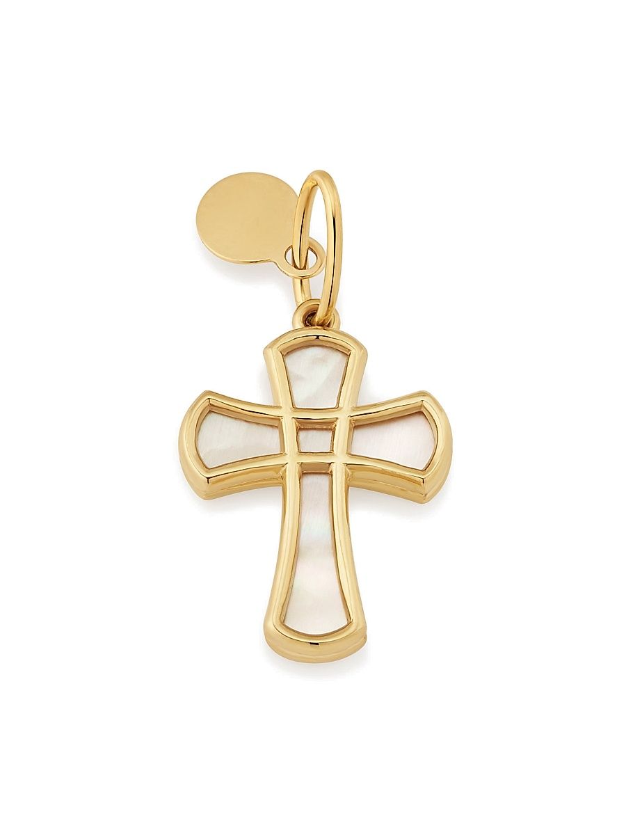 Women's 14K Yellow Gold Bless Me Cross Pendant Charm - Gold