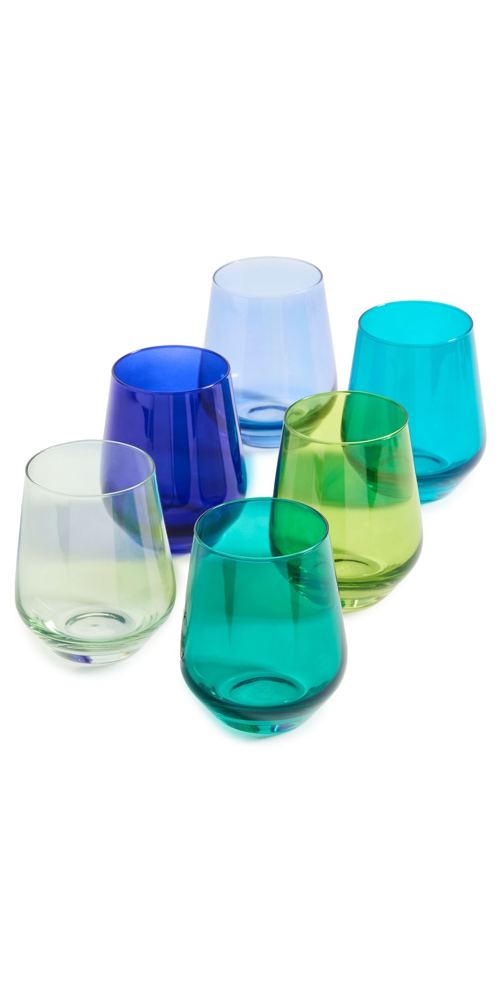 Estelle Colored Glass Stemless Set of 6 E Grn/C Bl/M Grn/F Grn/R Bl/Tl One Size
