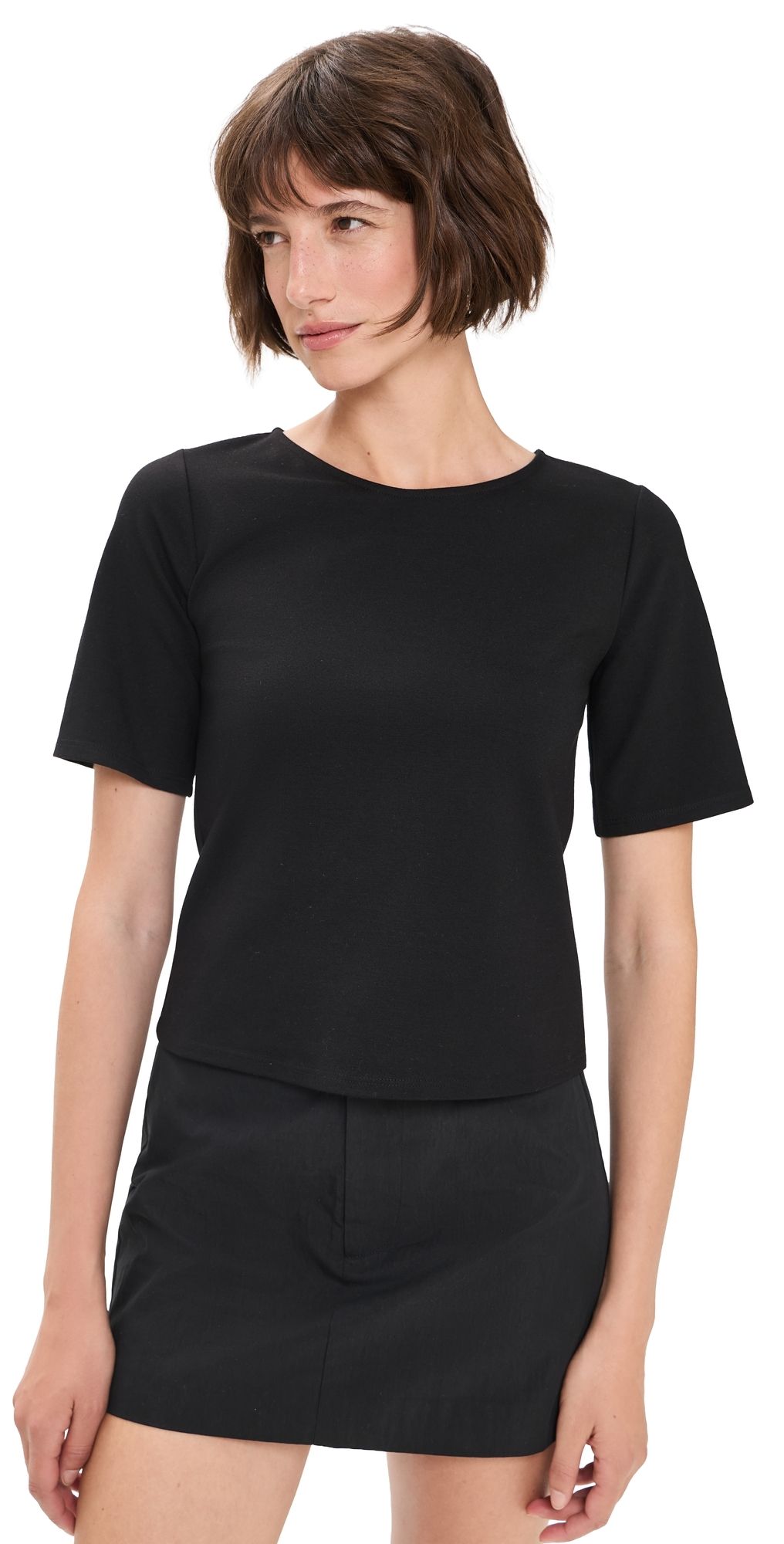 RIPLEY RADER Ponte Extended Short Sleeve Top Black L