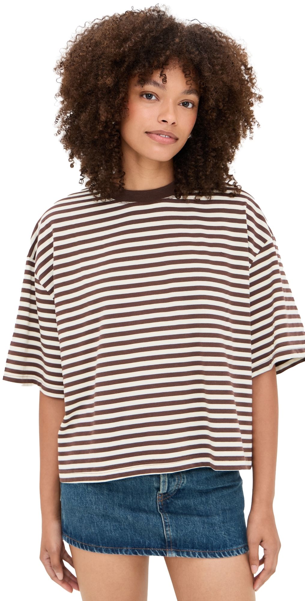 Lioness Bloom Short Sleeve Dark Chocolate Stripe M