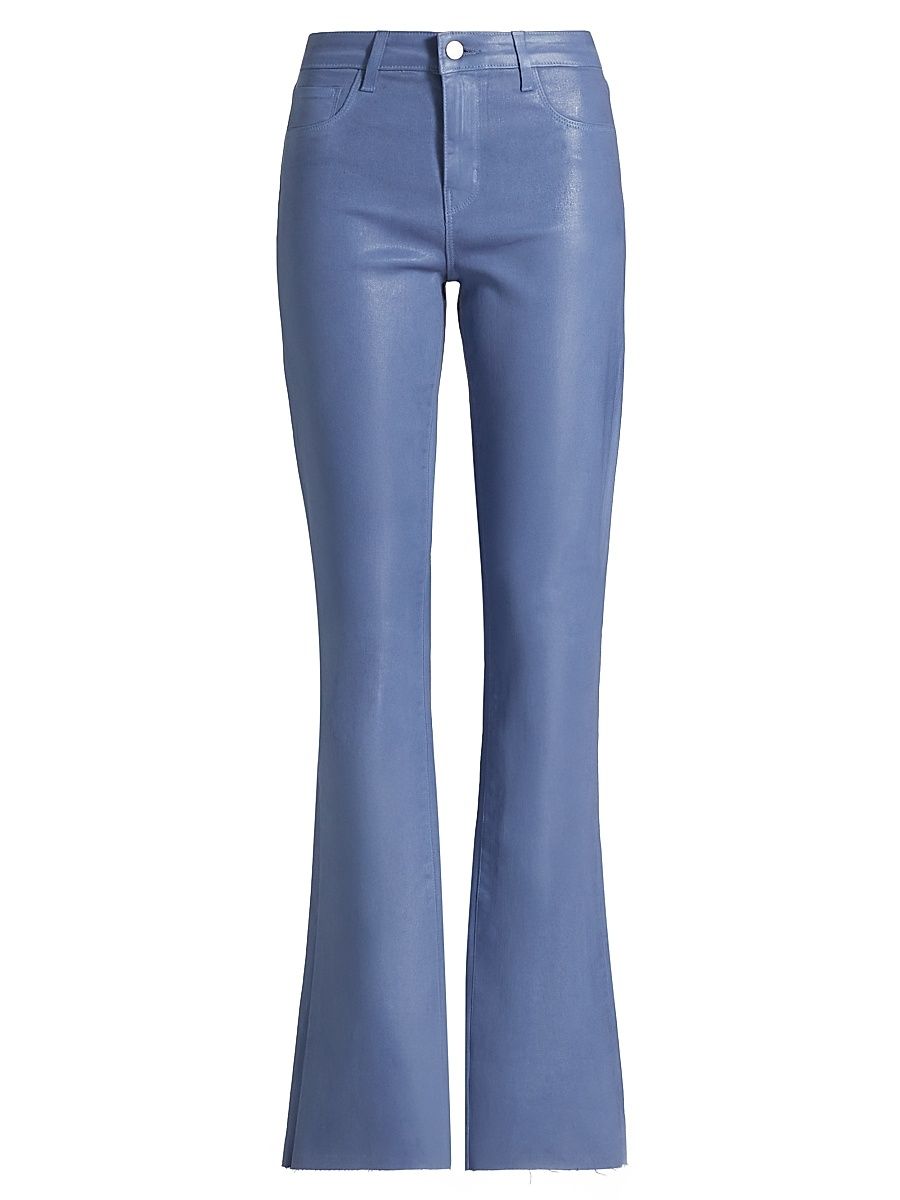 Women's Ruth Stretch Cotton Flared High-Rise Jeans - Wild Wind Coated - Size 28