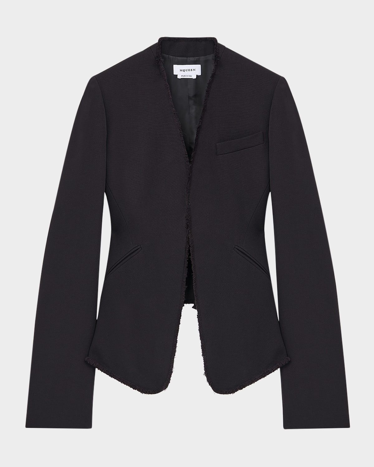 Wool Canvas Single-Breasted Blazer