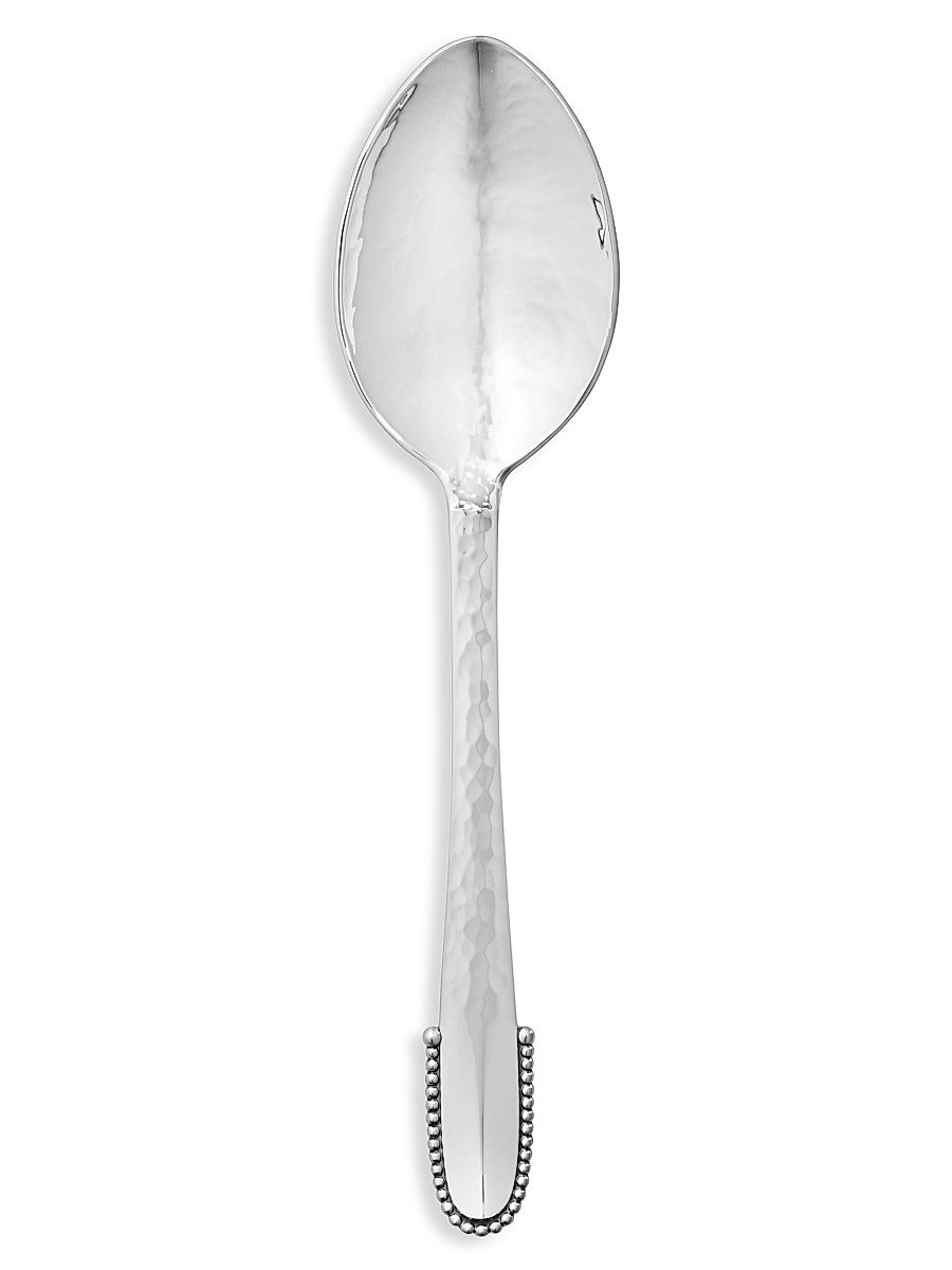 Beaded Sterling Silver Dessert Spoon