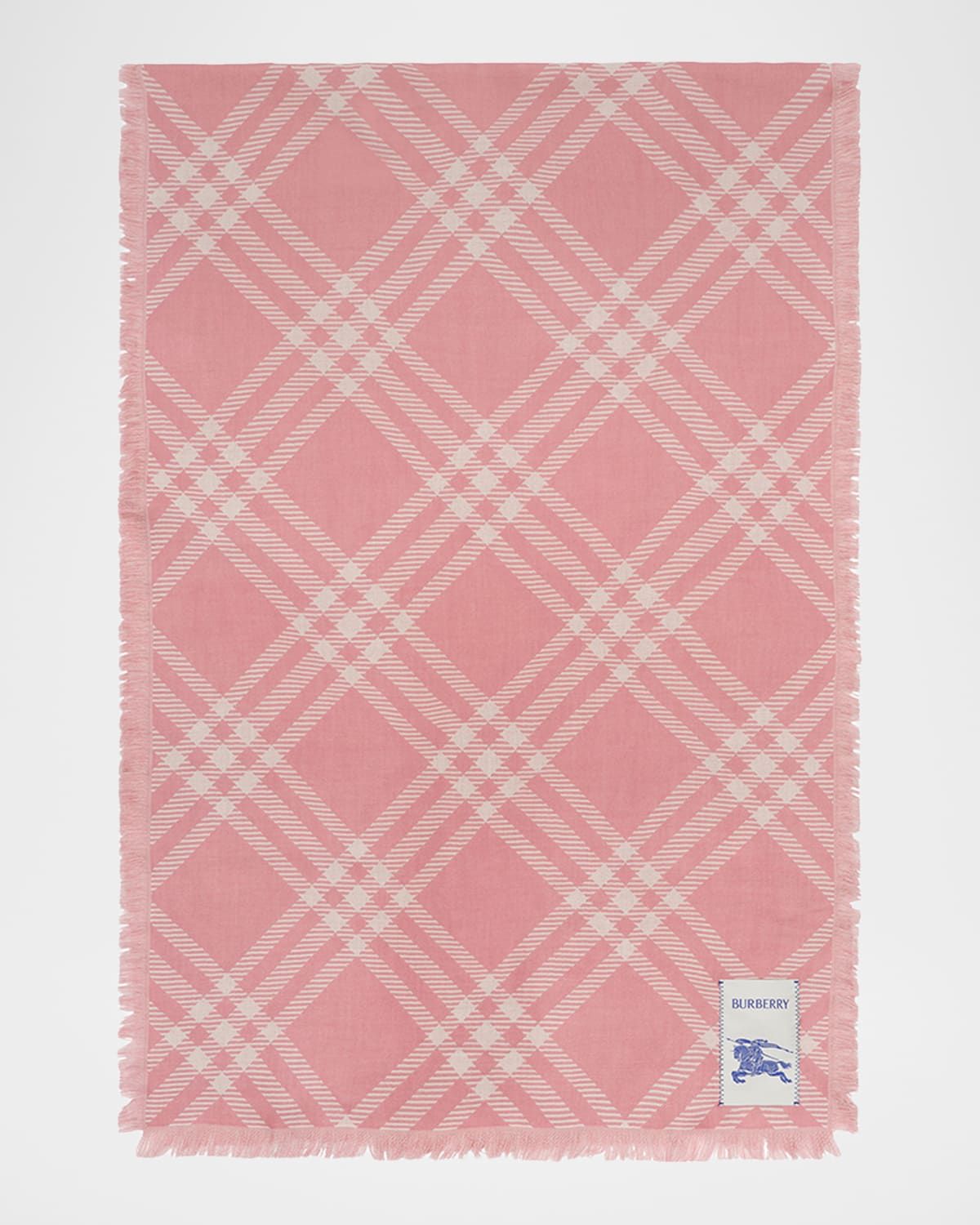 Wide Check Wool Silk Scarf