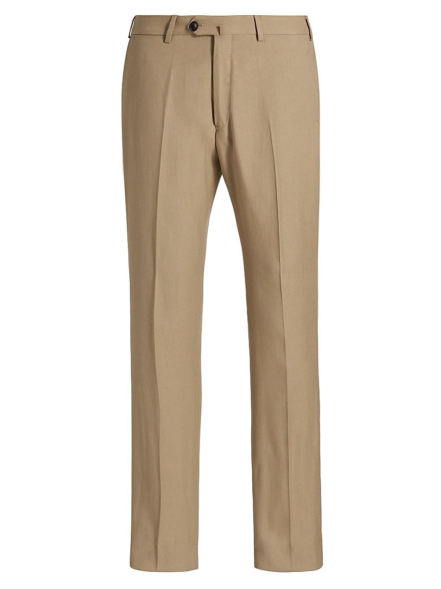 Men's Crease-Front Trousers - Dark Tan - Size 38