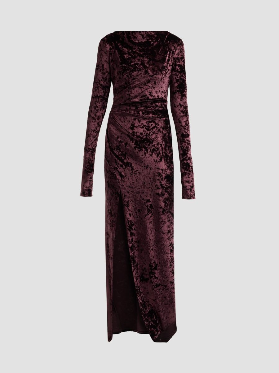 LaPointe Women's Velvet Ruched Gown - Mulberry - Size Large
