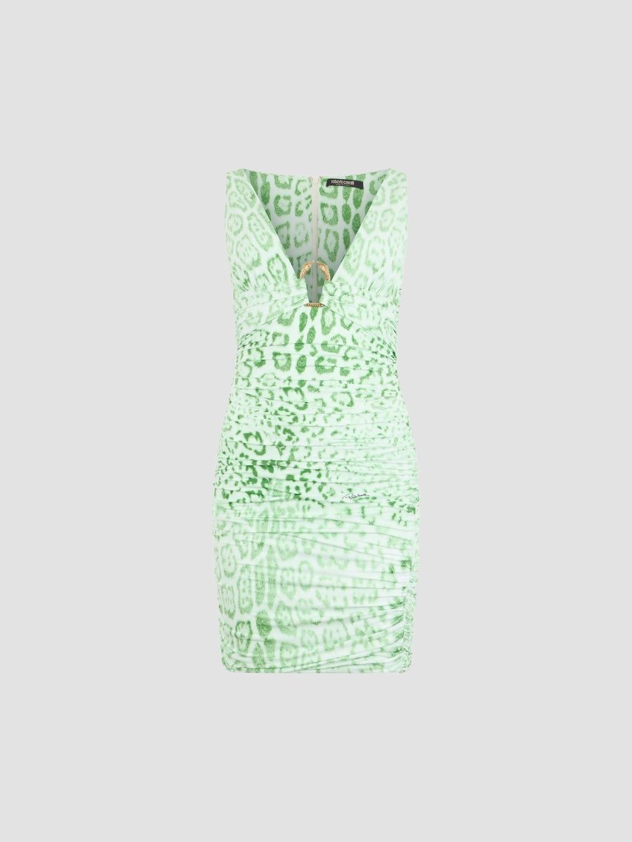 Roberto Cavalli Women's ​Printed Ruched Midi Dress - Pistachio Green - Size 12