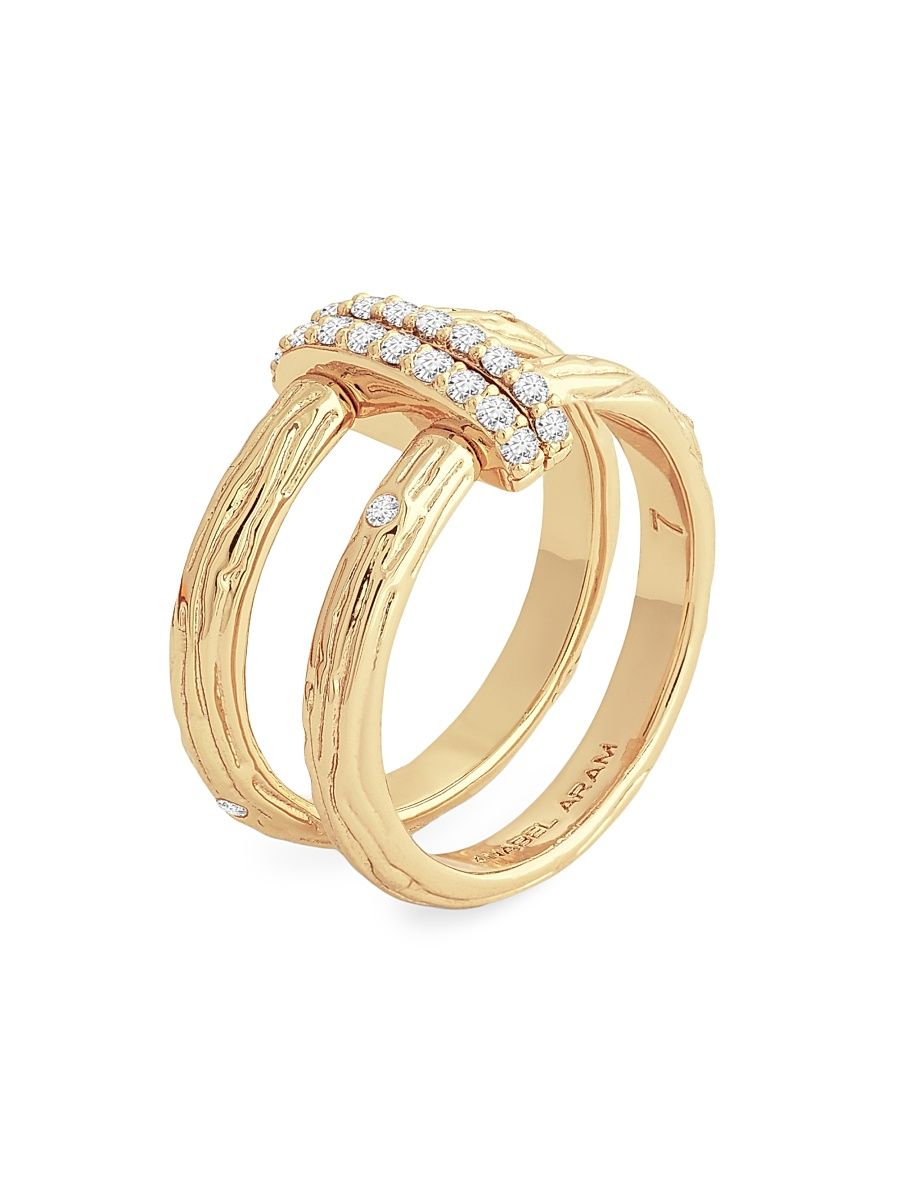 Women's Enchanted Forest 18K-Gold-Plated & Cubic Zirconia Double Ring - Gold - Size 8