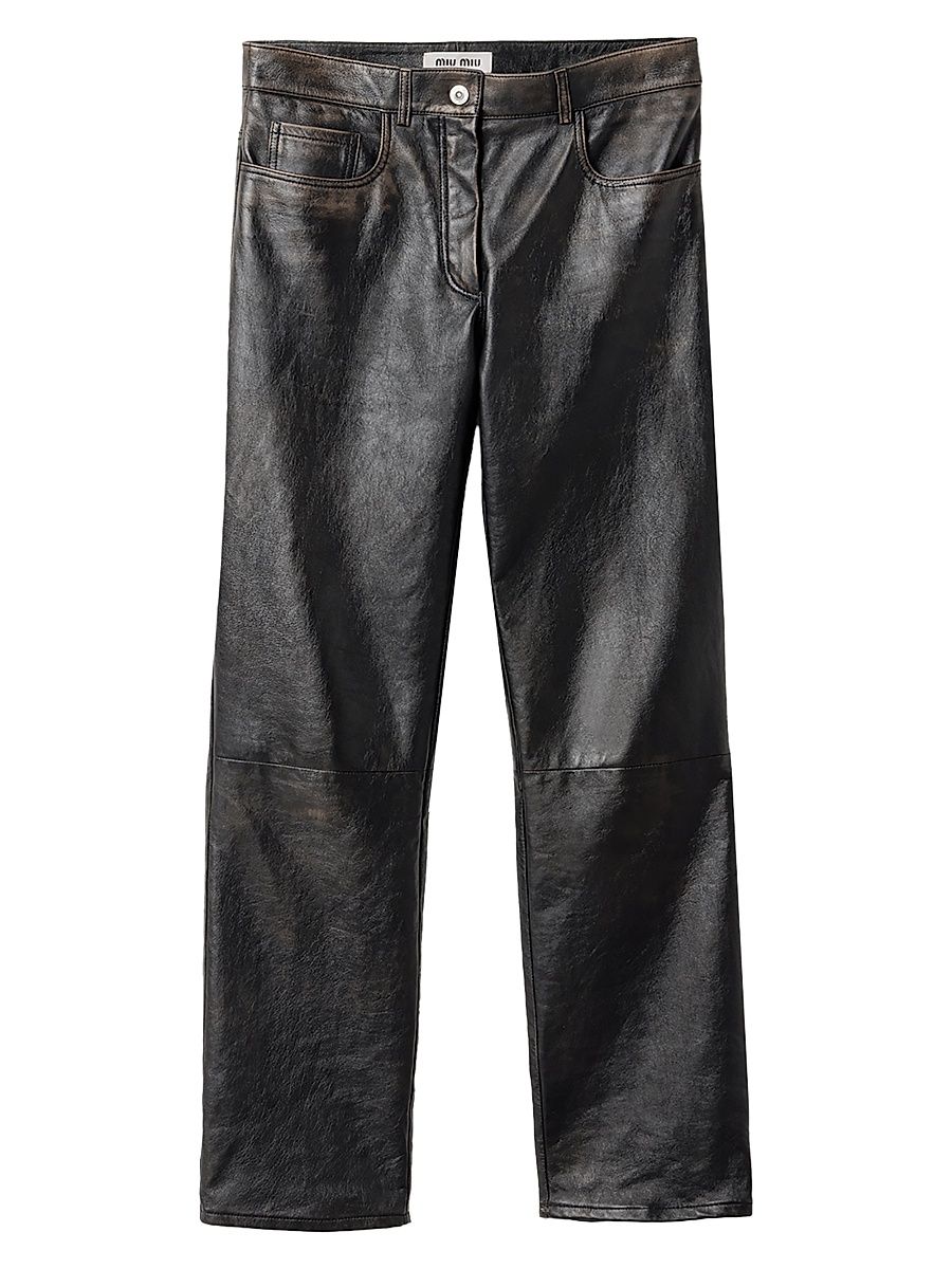 Women's Nappa Leather Pants - Black - Size 6