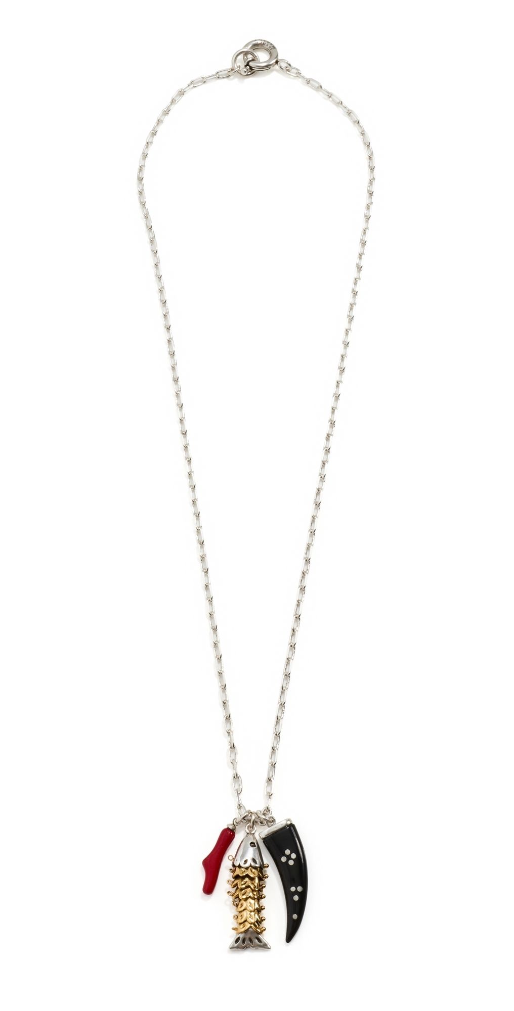 Isabel Marant New River Long Necklace Silver/Dore One Size