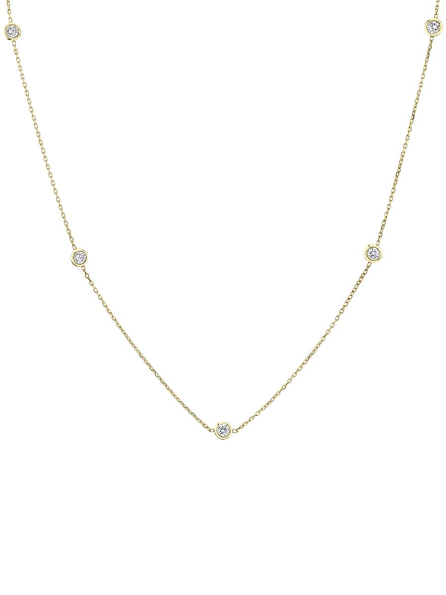 Women's 14K Yellow Gold & 0.50 TCW Lab-Grown Diamond Station Necklace - Yellow Gold - Size 20