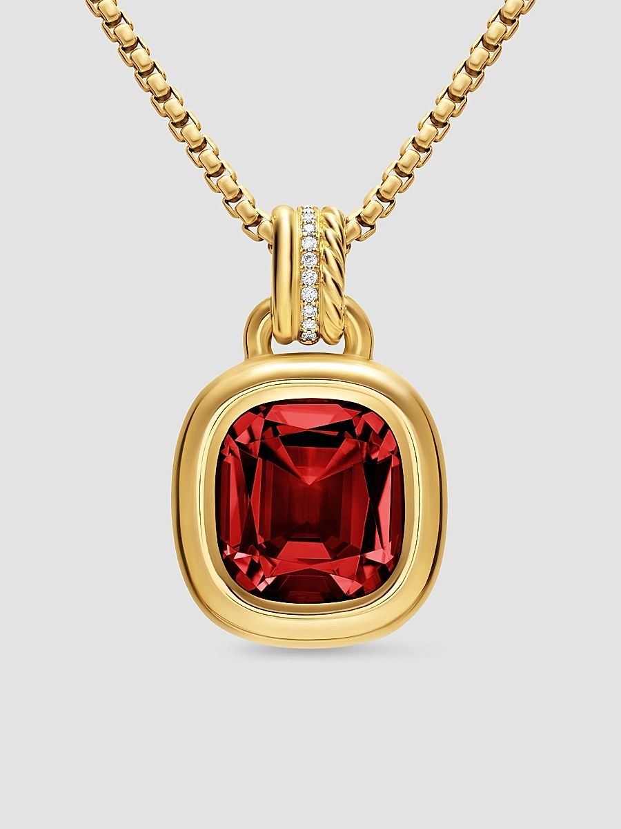 David Yurman Women's DY Mercer Color Enhancer in 18K Yellow Gold - Rhodolite Garnet