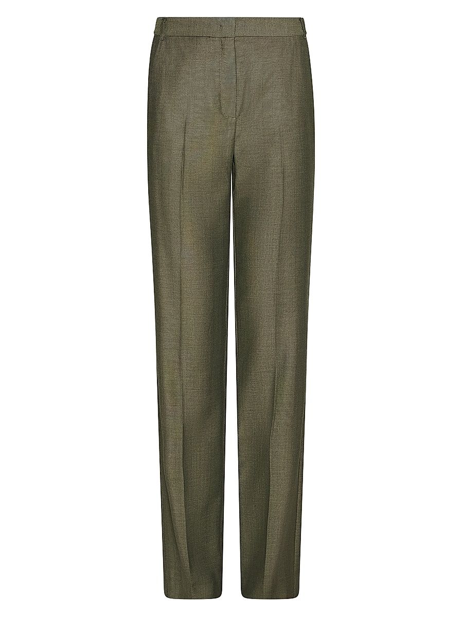 Women's Fluid Twill Trousers - Kaki Herring Bone - Size 12