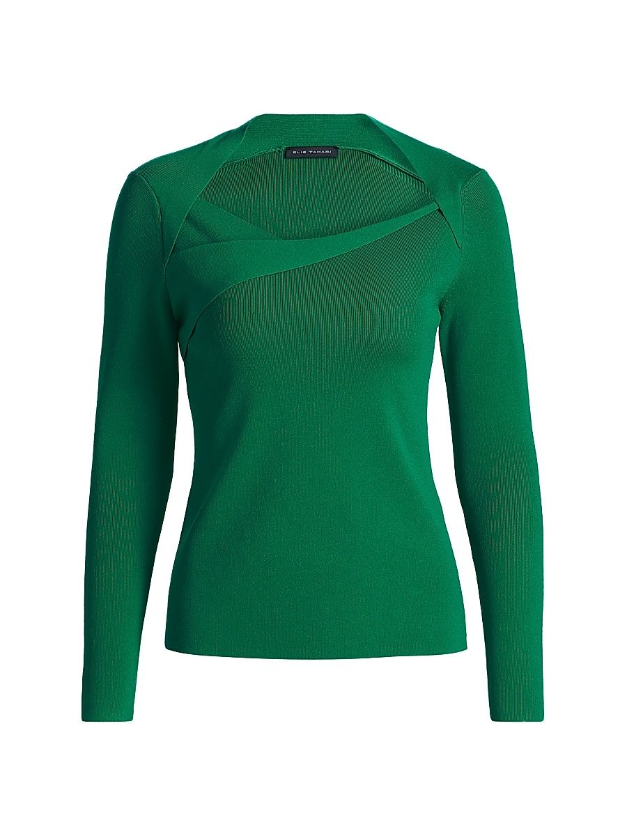Women's The Sunny Ribbed Asymmetric Top - Parrot Green - Size Large