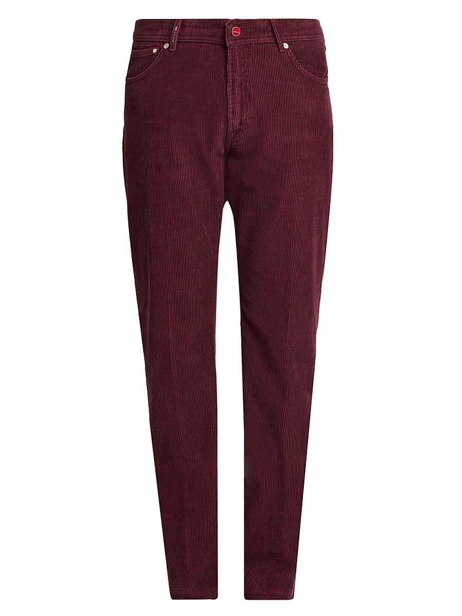 Men's Cotton-Blend Corduroy Slim-Fit Trousers - Plum - Size 32